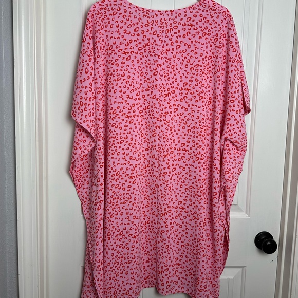 Fun girl summer pink leopard printed beach / bathing suit cover up size Large - Picture 2 of 5